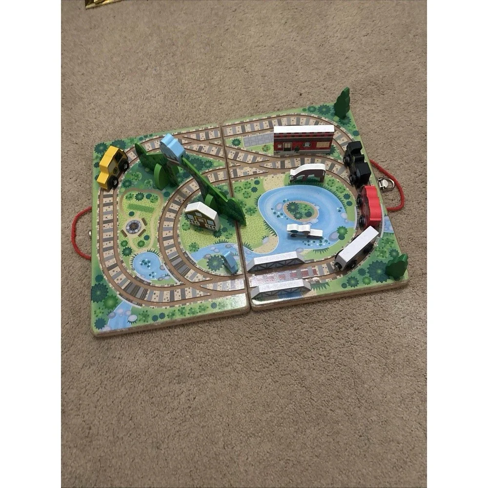 Melissa & Doug Wooden Take-Along Tabletop Railroad W/ Train & More